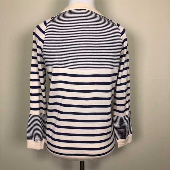 Fossil cream navy striped wool sweater small - Picture 3 of 8